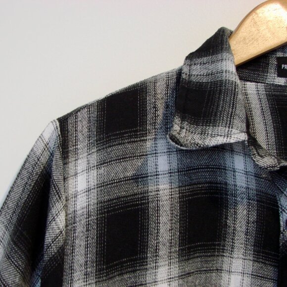 PrettyLittleThing Black and White Checked Oversized Shirt Dress Tunic Medium - Picture 9 of 13